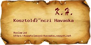 Kosztolánczi Havaska névjegykártya